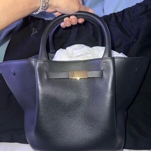 Demellier Black Leather Midi Tote